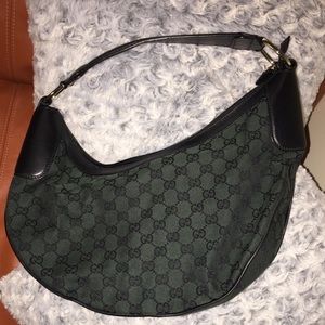Authentic Green Monogram Gucci GG Bucket bag